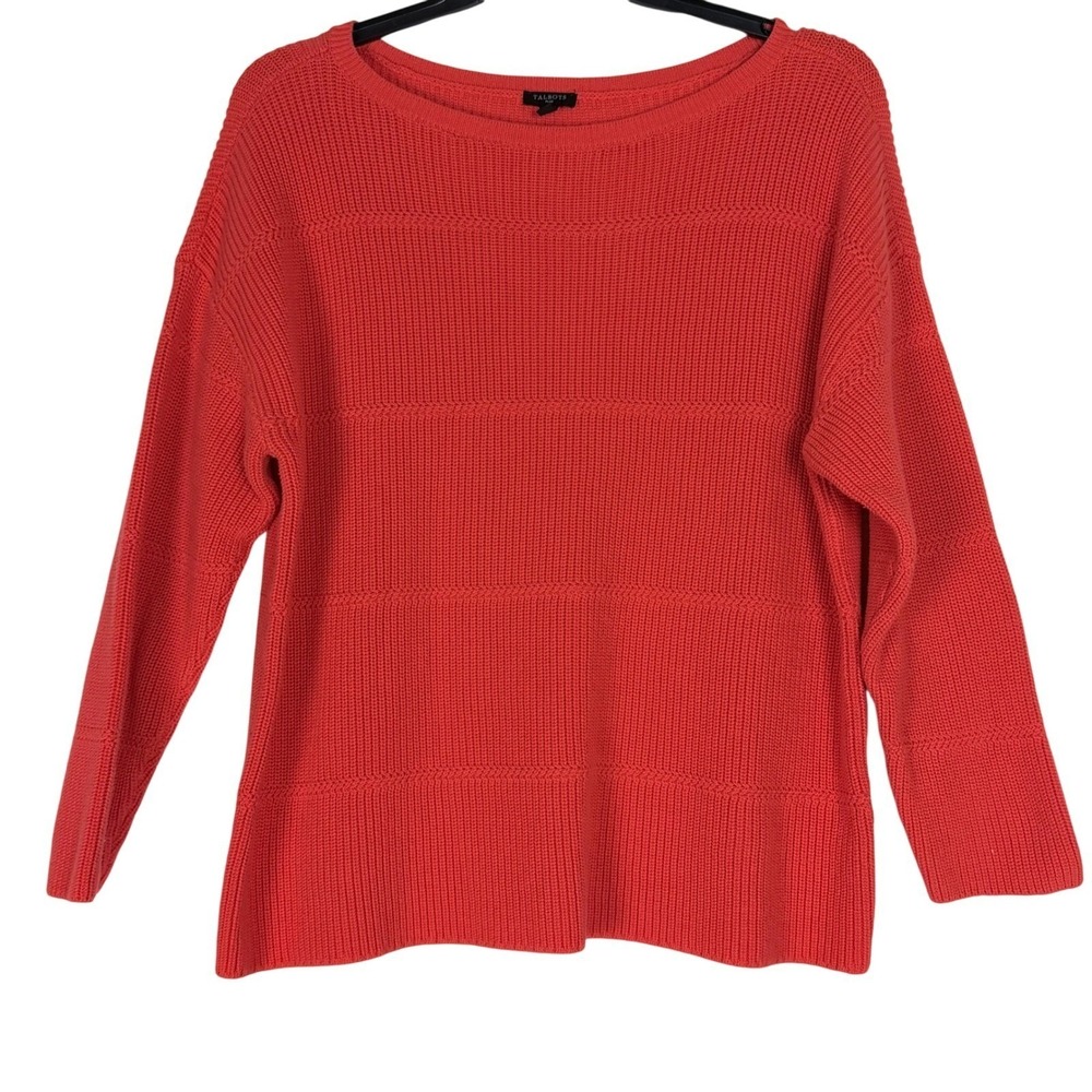 Talbots Pima Cotton Orange Boat Neck Ribbed Knit‎ Sweater Heavyweight Size 2X